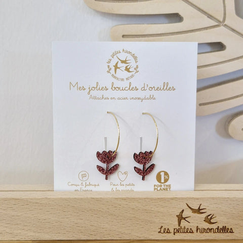 Créoles pailletées - Fleurs tiges