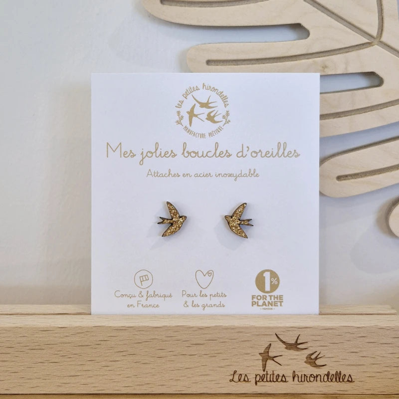 Boucles d'oreilles pailletées - Hirondelles