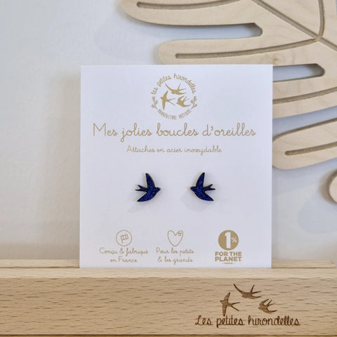 Boucles d'oreilles pailletées - Hirondelles