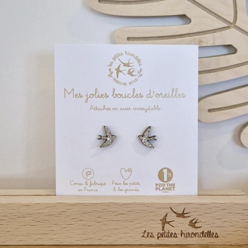 Boucles d'oreilles pailletées - Hirondelles