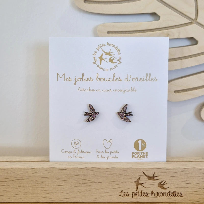 Boucles d'oreilles pailletées - Hirondelles