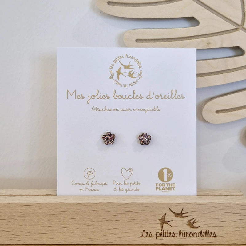Boucles d'oreilles pailletées - Fleurs