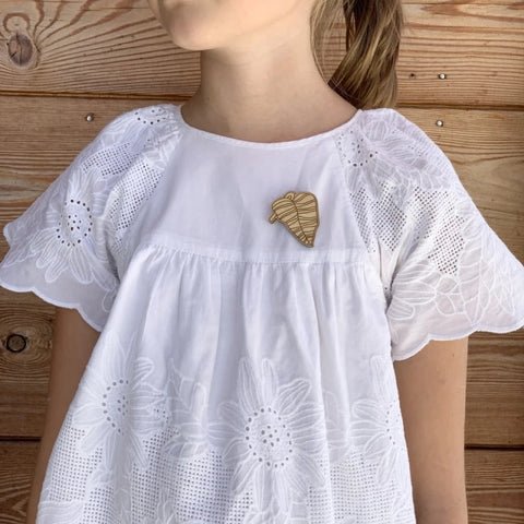 Broche en bois - Feuille