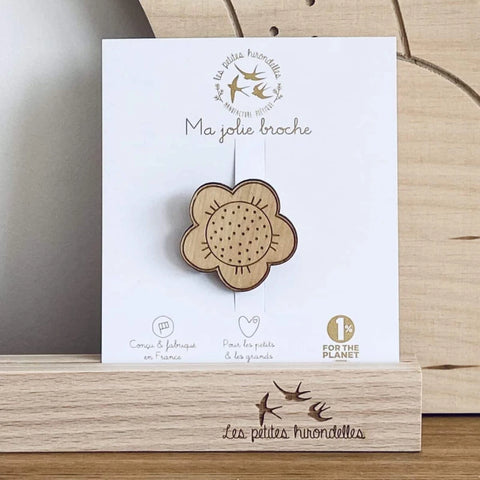 Broche en bois - Fleur