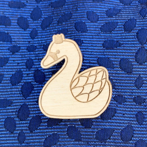 Broche en bois - Cygne