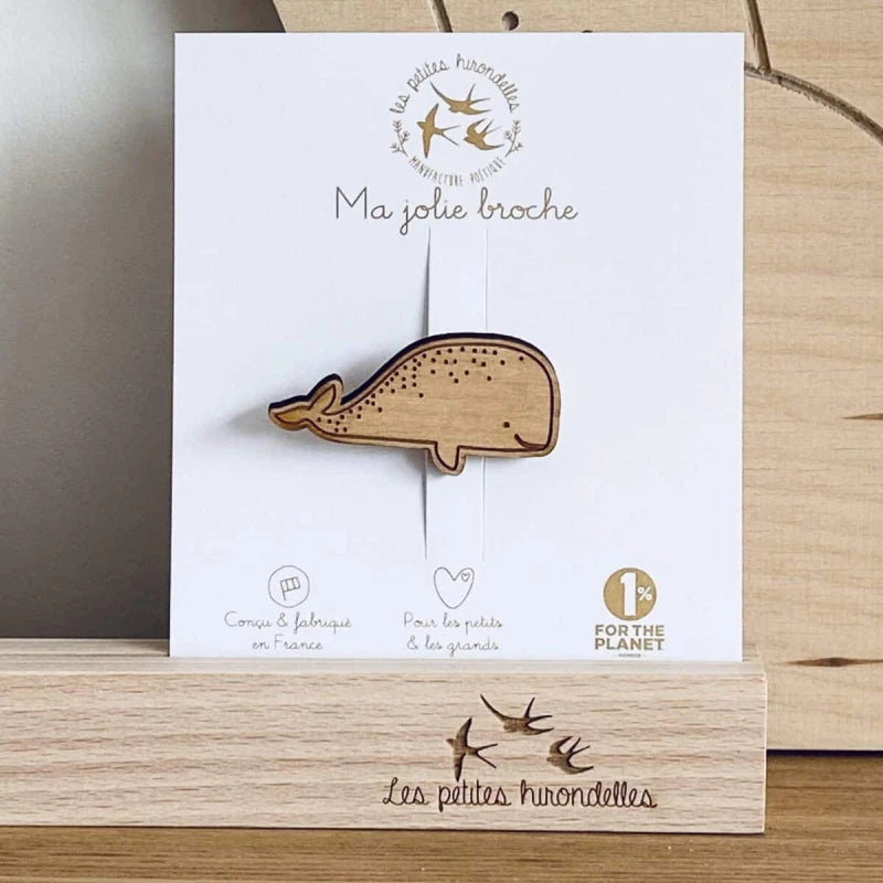 Broche en bois - Baleine