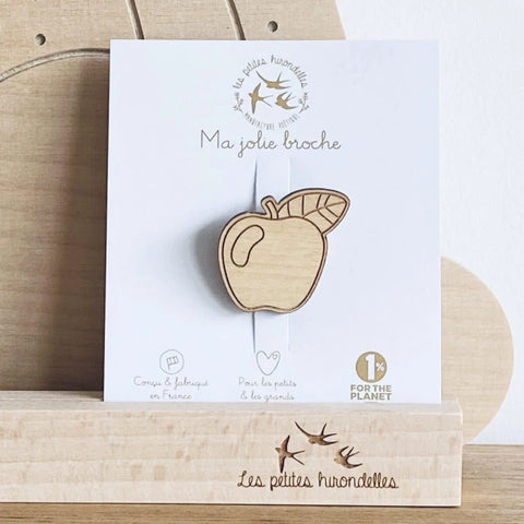 Broche en bois - Pomme