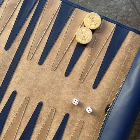 Jeu du Jacquet pliable - Backgammon de voyage en cuir végan