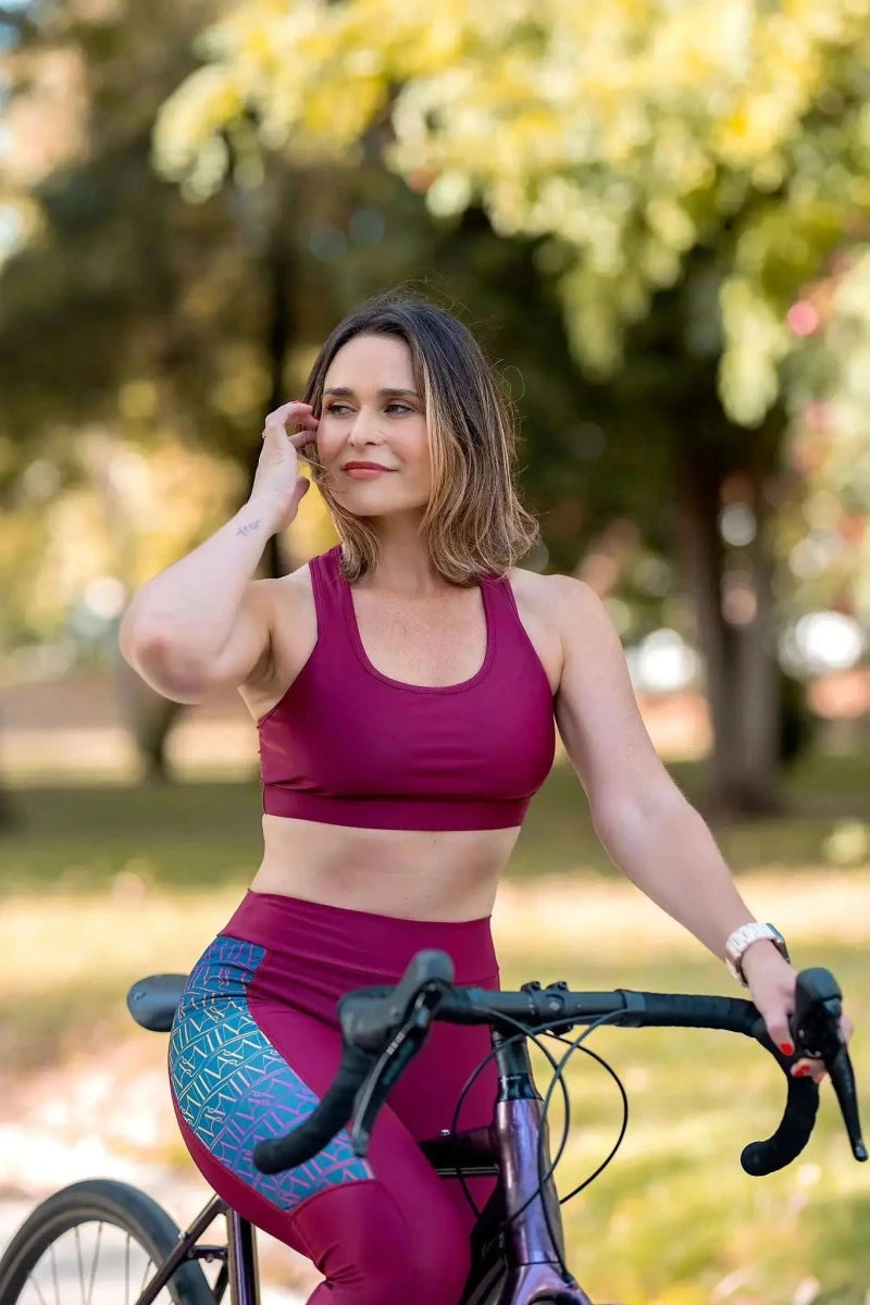 Brassière de sport éthique Rouge Bordeaux