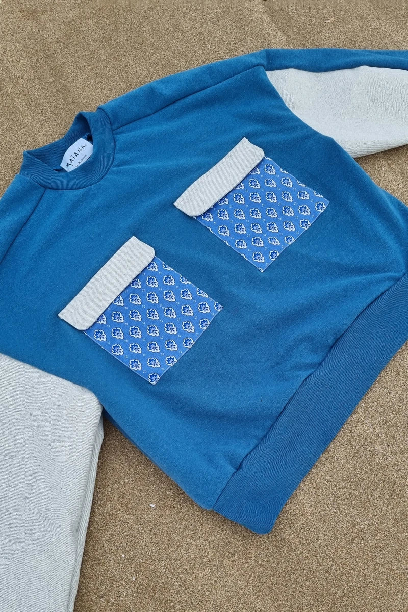 Sweat-shirt Marguerite - bleu - jean et nénuphar
