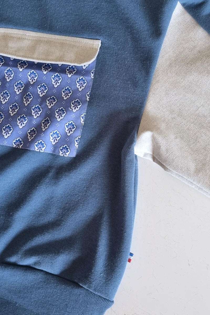 Sweat-shirt Marguerite - bleu - jean et nénuphar
