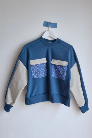 Sweat-shirt Marguerite - bleu - jean et nénuphar