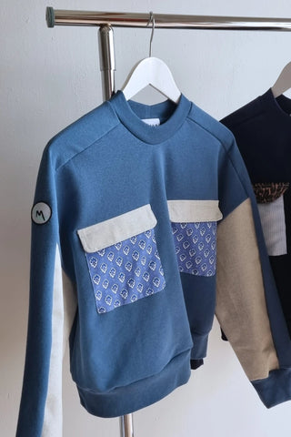 Sweat-shirt Marguerite - bleu - jean et nénuphar