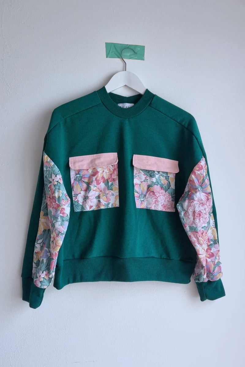 Sweat-shirt Marguerite - vert rosiers
