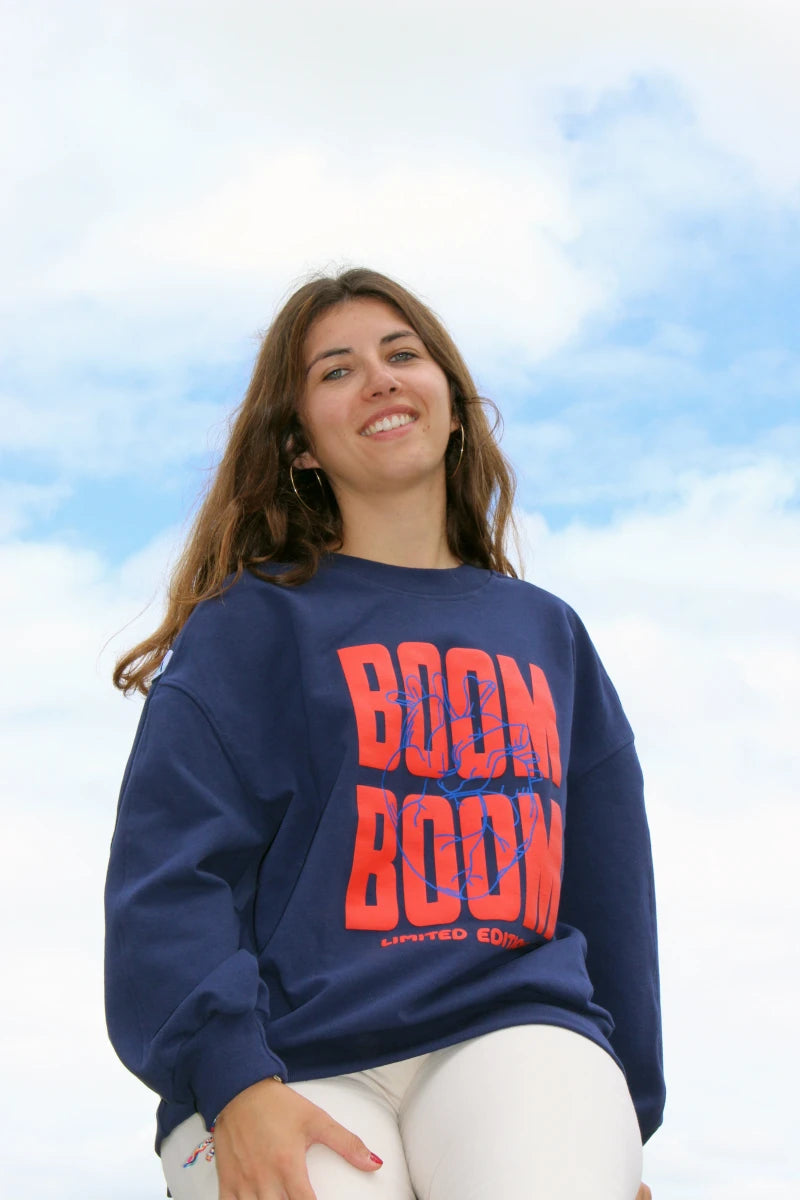 Sweat-shirt "BOOM BOOM" marine