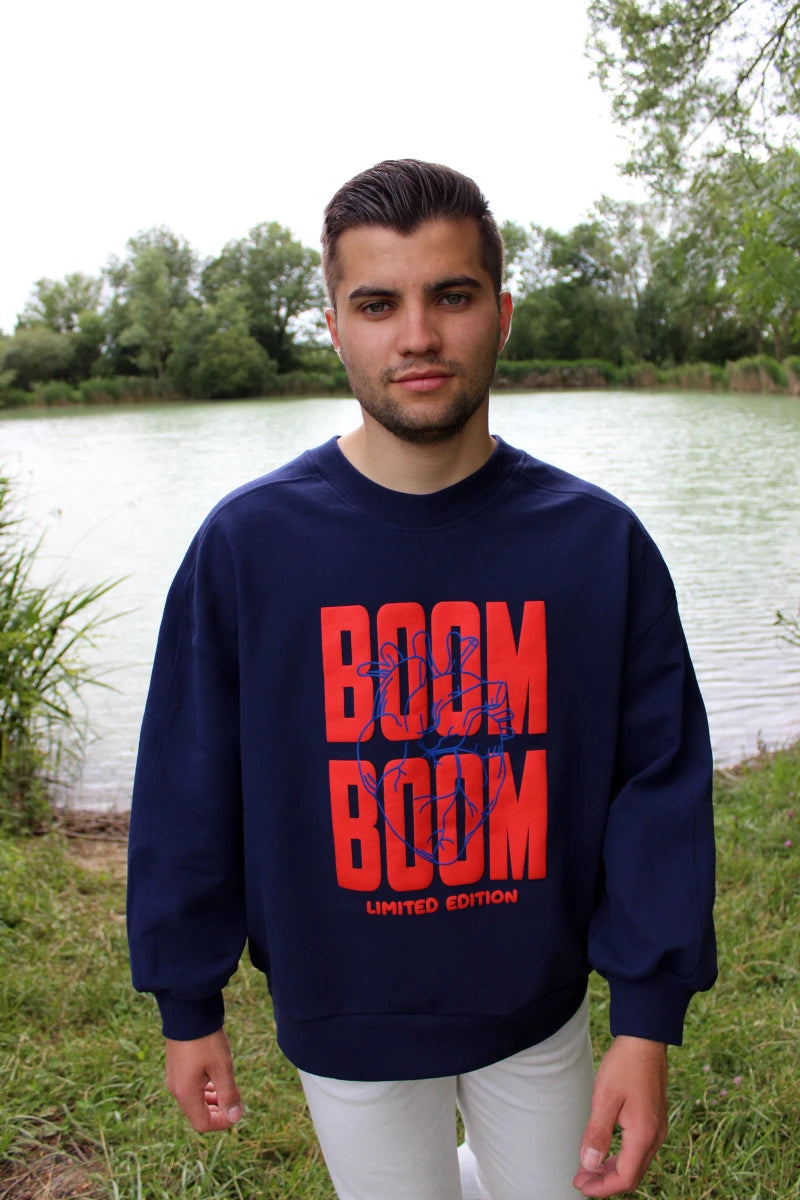 Sweat-shirt "BOOM BOOM" marine