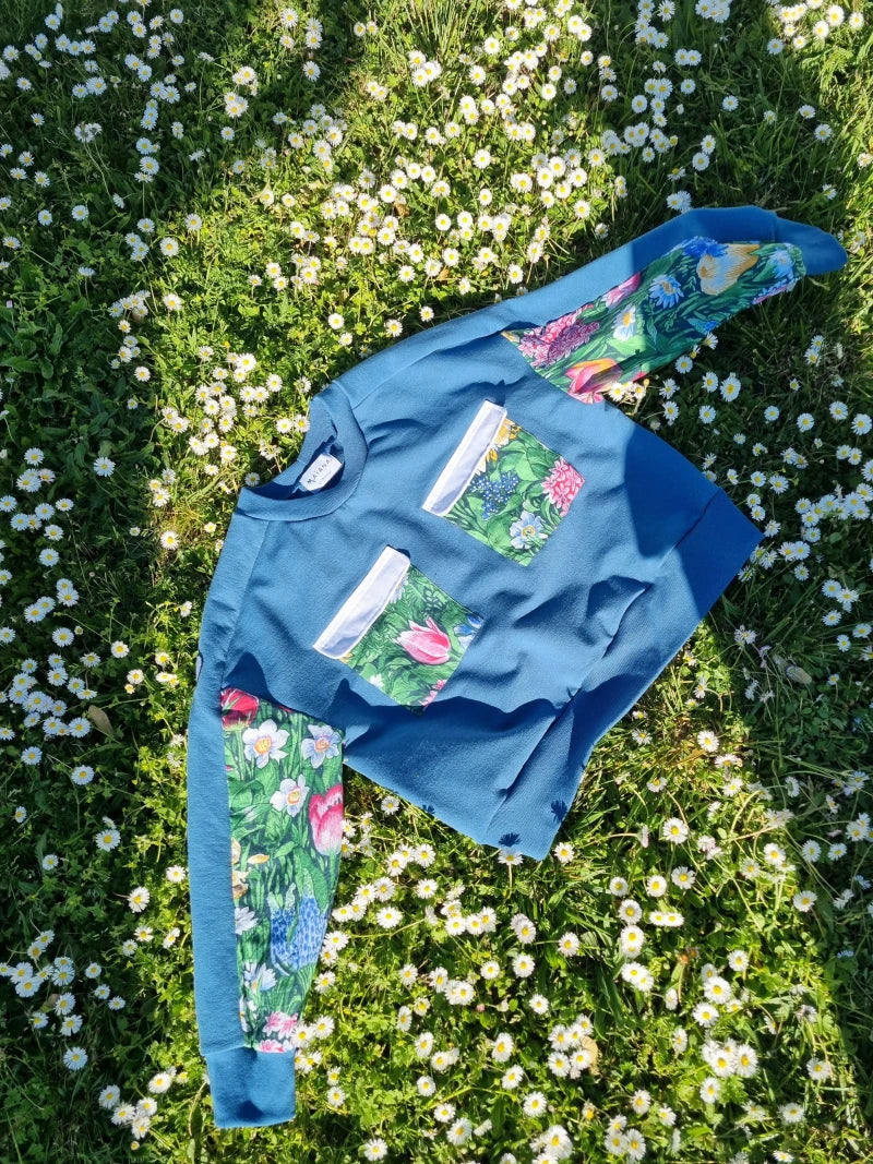Sweat-shirt Marguerite - bleu - fleuri