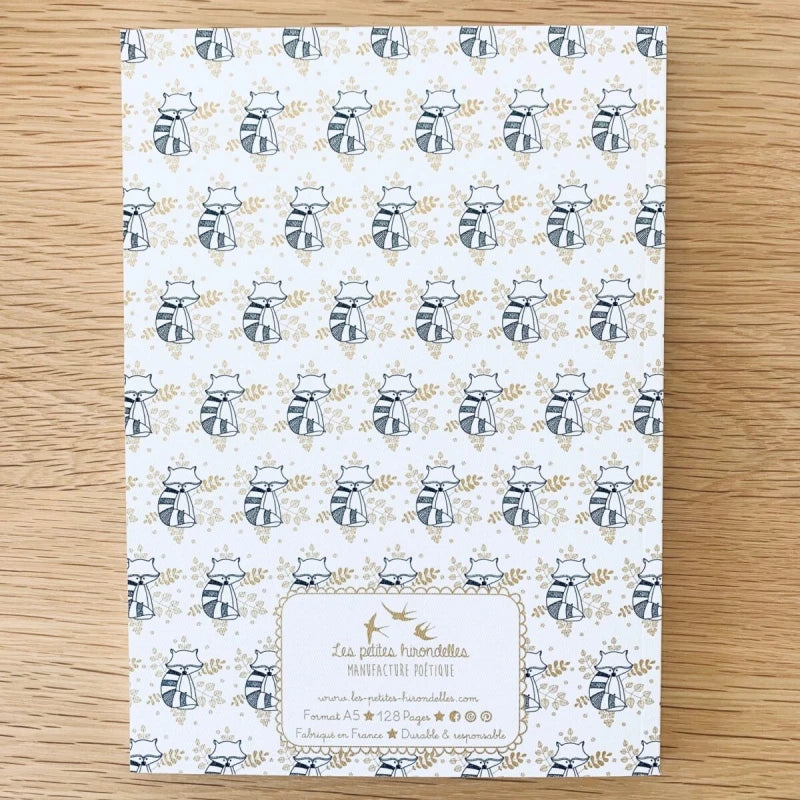 Carnet en papier A5 - Pages blanches - Le raton-laveur