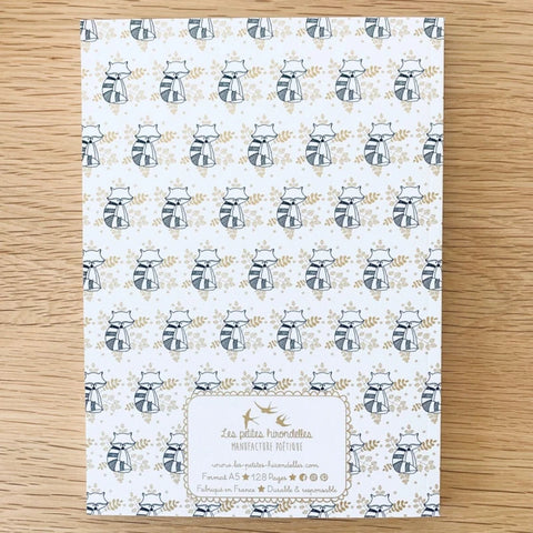 Carnet en papier A5 - Pages blanches - Le raton-laveur