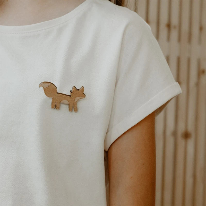 Broche en bois - Renard