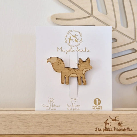 Broche en bois - Renard