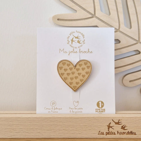 Broche en bois - Cœur