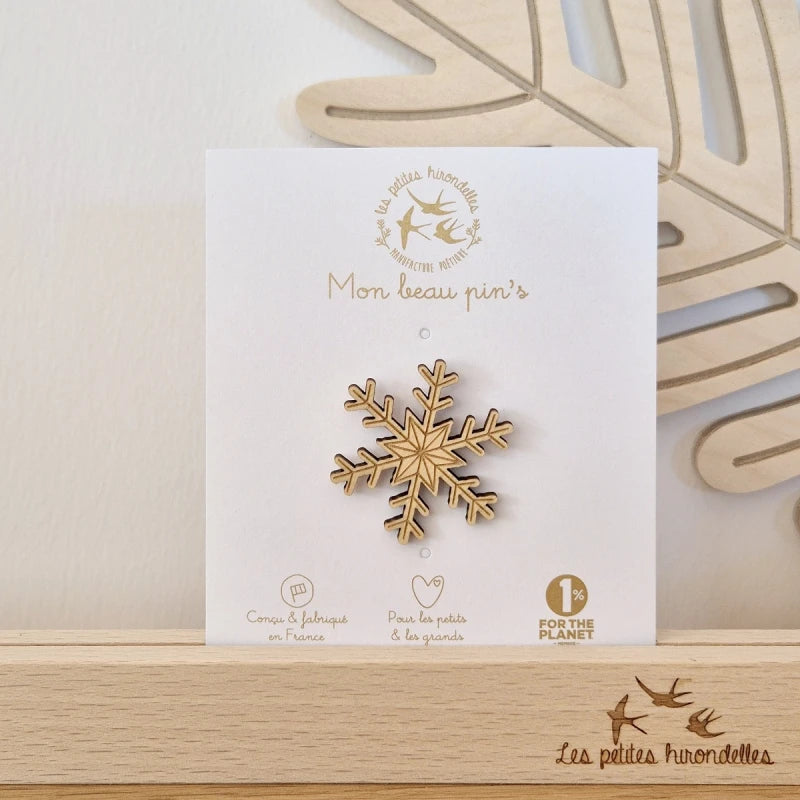 Pin's en bois - Flocon de neige