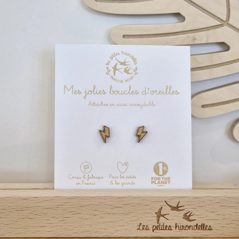 Boucles d'oreilles en bois - Eclairs