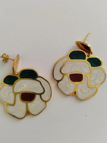Boucles d'oreilles - Fleurs blanches