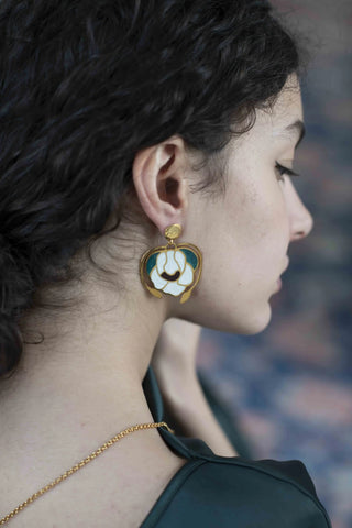 Boucles d'oreilles fleurs d'orchidée blanche