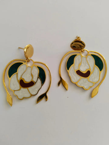 Boucles d'oreilles fleurs d'orchidée blanche