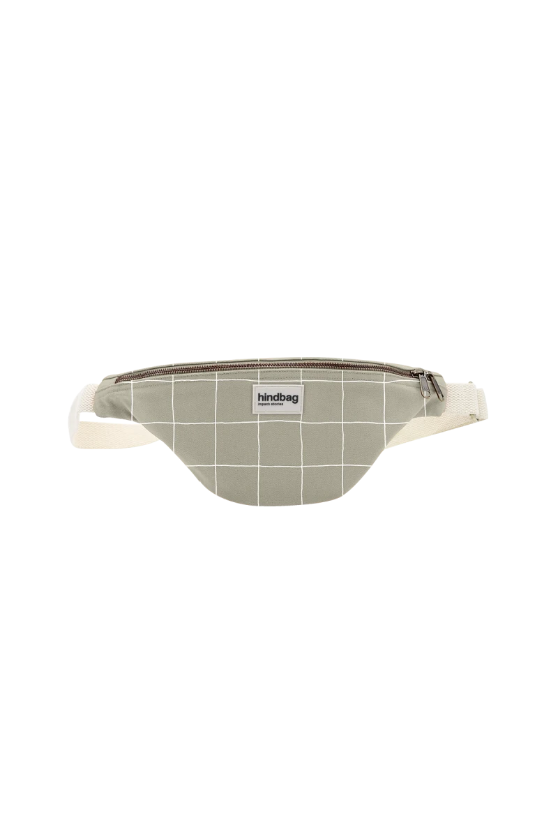 Sac banane Olivia Carreaux vert argile/blanc