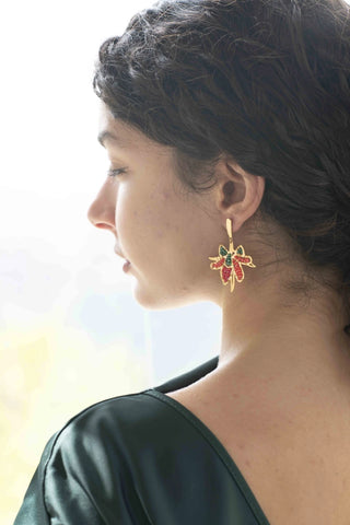 Boucles d'oreilles perlées - Fleurs de lotus colorées