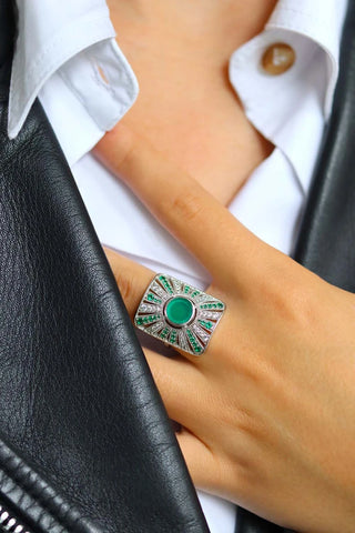 Ombeline: Bague Argent et Onyx vert