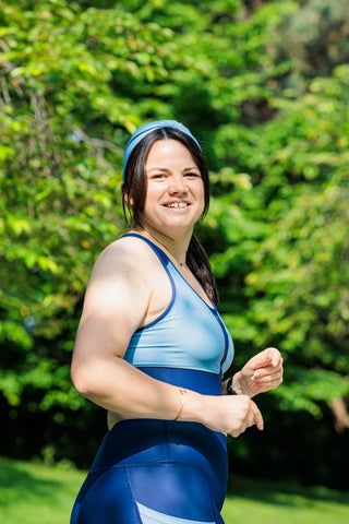 Brassière sport maintien fort SKIN V2 "Blueberry" –  Maintien fort technique et style,écoresponsable