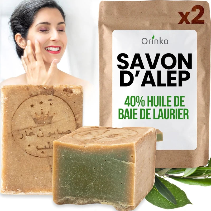 Savons d'Alep Traditionnel x2 - 40 % d'Huile de Baies De Laurier (2x120g)