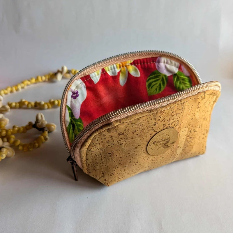 Trousse en liège et tissu polynésien