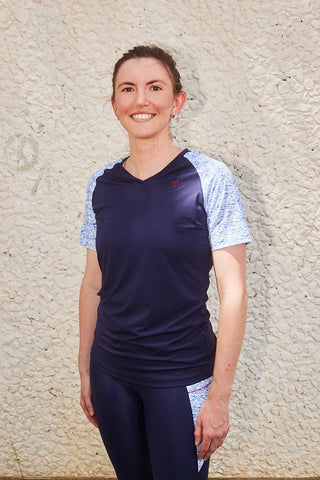 T shirt sport femme col V "Nouvelle Vague" - Technique, féminin et recyclé, écoresponsable