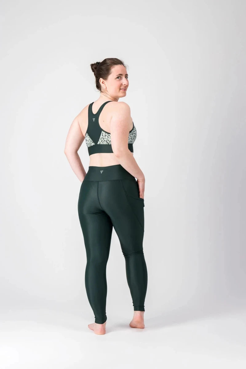 Legging sport femme FLOW "Scotland" -Technique, respirant et taille haute-poches plaquées