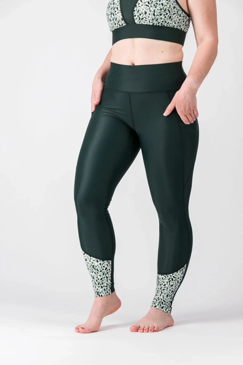 Legging sport femme FLOW "Scotland" -Technique, respirant et taille haute-poches plaquées