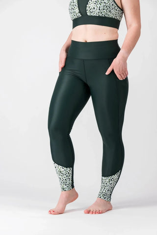 Legging sport femme FLOW "Scotland" -Technique, respirant et taille haute-poches plaquées