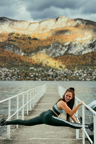 Legging sport femme FLY "Scotland" - Technique, respirant et taille haute, écoresponsable  avec poche zippée