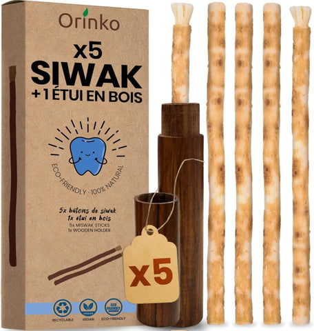 Bâtons de Siwak x5 + Étui de protection - Brosse à Dents 100% Naturelle