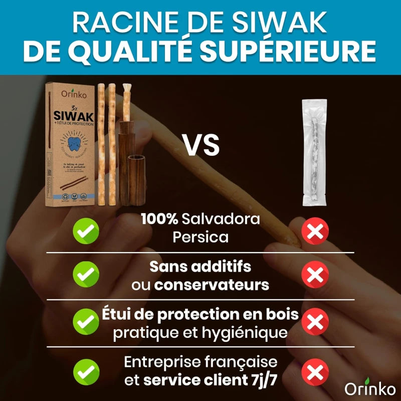 Siwak x4 avec 4 Étuis de Protection – Brosse à Dents 100% Naturelle – Nettoyant, Désinfectant et Blanchissant - Écologique, Biodégradable et Végan – Ebook Offert