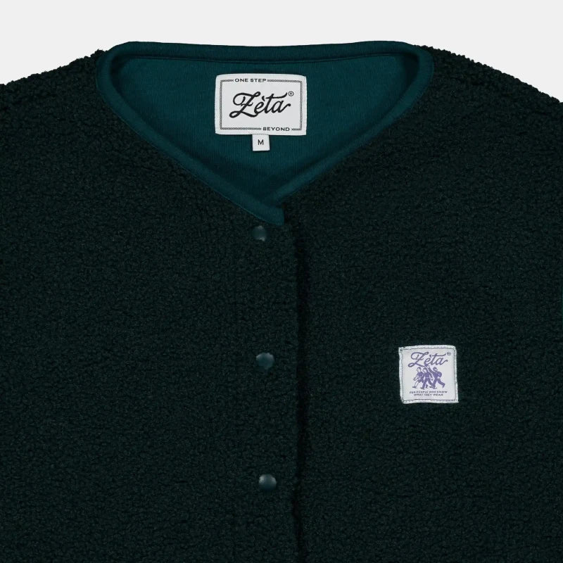 Veste sherpa vert forêt manche