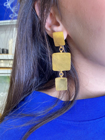 Boucles d'oreilles carrées 2 ou 3 Pépites I Dorée