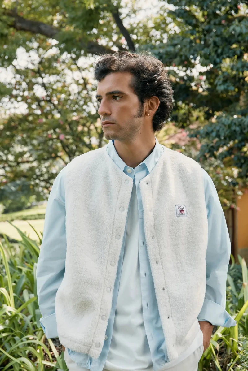 Veste Sherpa beige sans manche