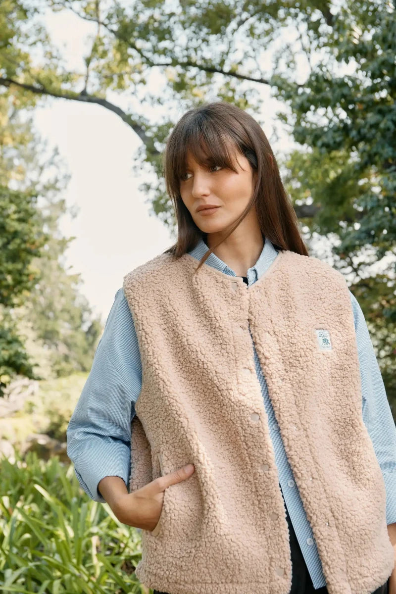 Veste Sherpa Camel sans manche