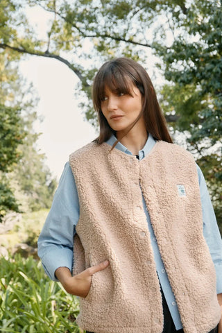 Veste Sherpa Camel sans manche