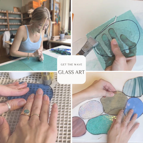 Farbenfrohes verspieltes Mobile mit detaillierten ovalen Glaselementen